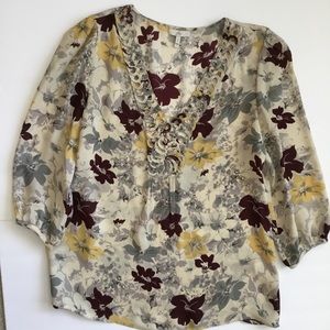 Joie Size S Blouse Top 100% Silk Floral Print